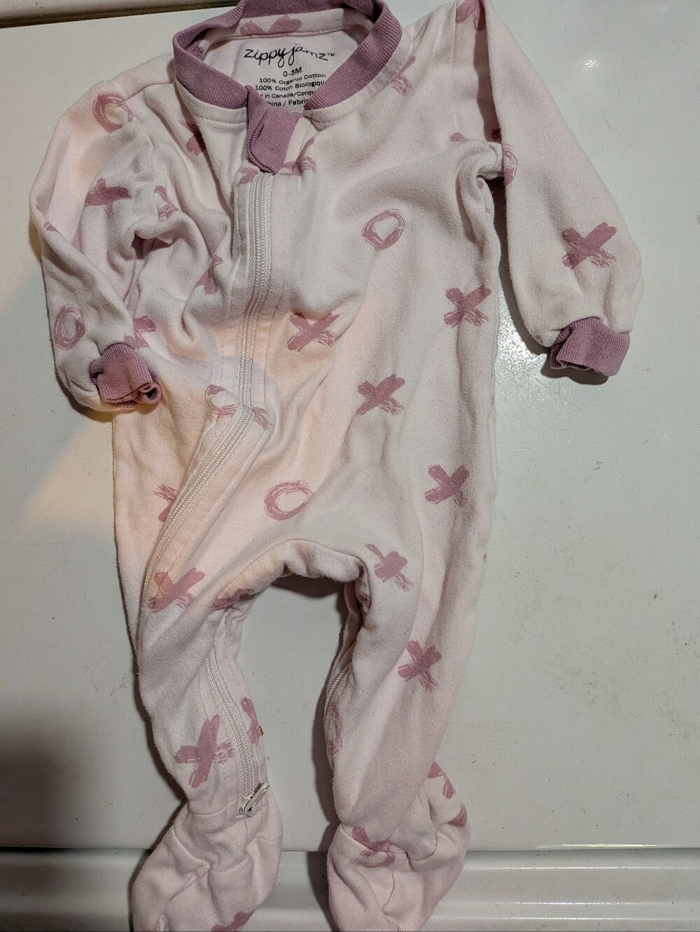 Zippyjamz Pink X&O Footed Baby One-Piece